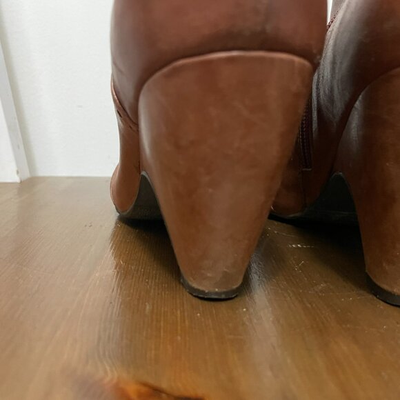Miz Mooz Tallys 100% leather tan high heel ankle booties boho chic size 8 - Picture 10 of 11